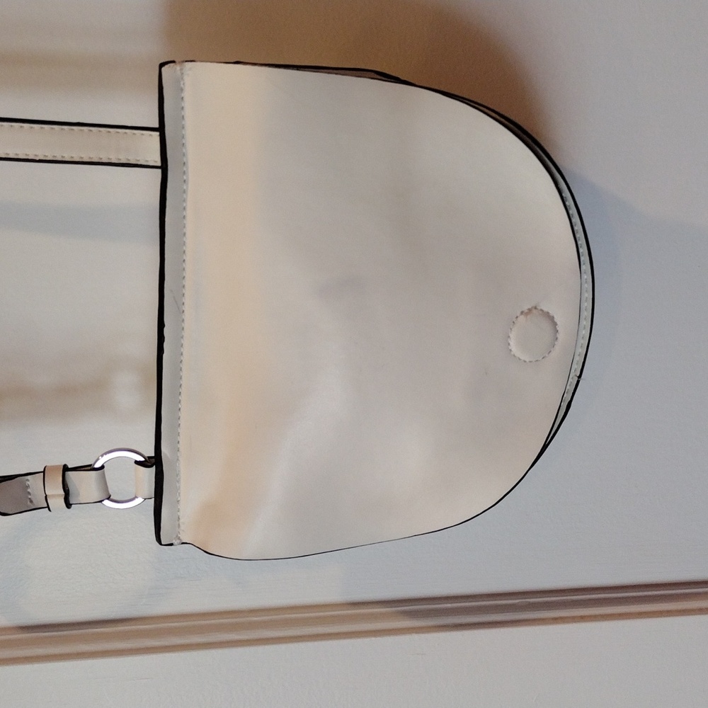 Zara white faux leather cross body purse. white with black and silver detail. VG - Picture 4 of 8
